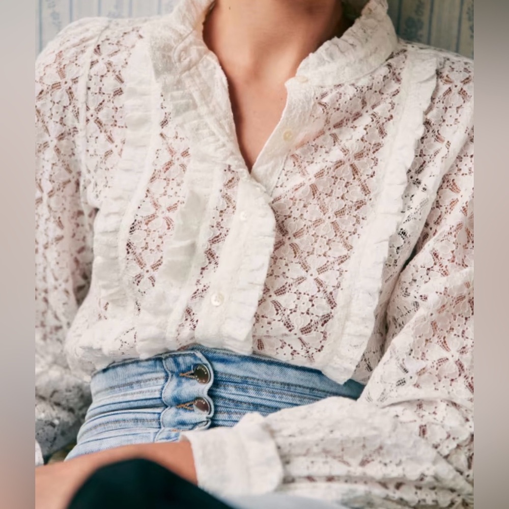 Sezane White Lace Blouse - Picture 3 of 14